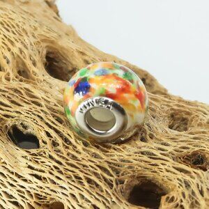 Vinea Mulit-Color Polka Dots European Glass Charm Bead with Silver Core Center
